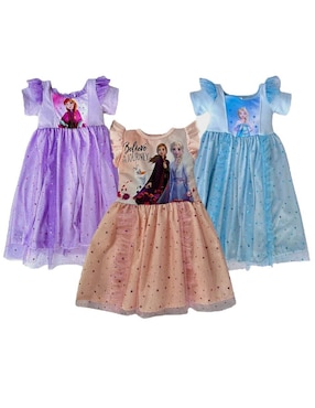 Set Vestido Disney Frozen Manga Volantes Para Niña