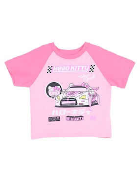 Playera Hello Kitty Racer Manga Corta Para Niña