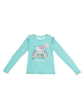 Playera Hello Kitty Manga Larga Para Niña