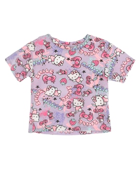 Playera Hello Kitty Manga Corta Para Niña