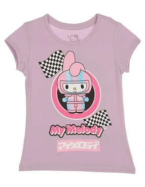 Playera Hello Kitty Racer Manga Corta Para Niña