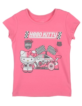 Playera Hello Kitty Racer Manga Corta Para Niña