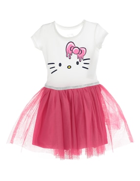 Vestido Hello Kitty Grafitti Manga Regular Para Niña