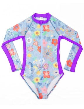 Traje De Baño Completo Mermaids 123 Purple Flowers Para Niña