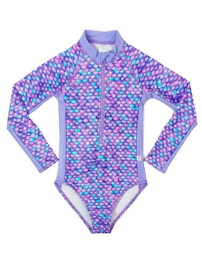 Traje De Baño Completo Mermaids 123 Purple Scales Para Niña