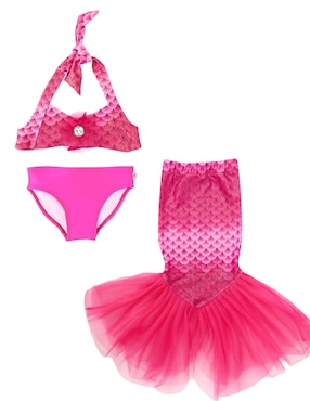 Traje De Baño Completo Mermaids 123 Funny Pink Sirena Para Niña