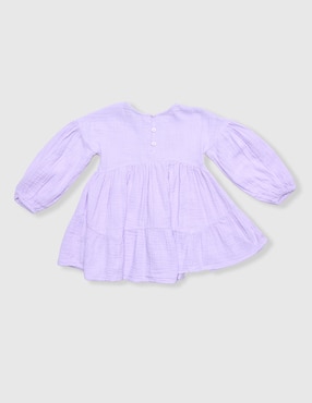 Vestido Piquenique manga globo para niña