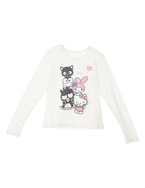 Playera Hello Kitty Manga Larga Para Niña