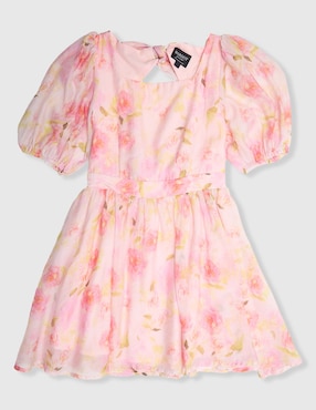 Vestido Bardot manga globo para niña