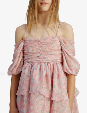 Vestido Bardot manga globo para niña