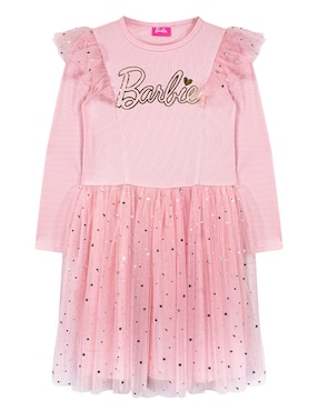 Vestido Barbie Manga Regular Para Niña