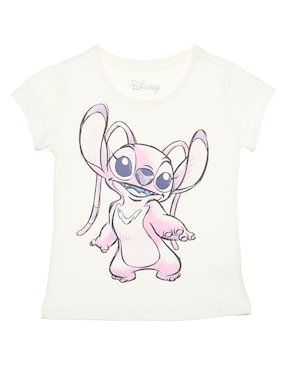 Playera Disney Stitch Manga Corta Para Niña