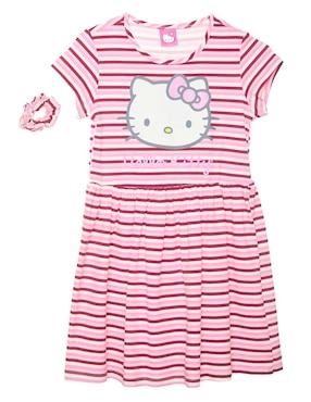 Vestido Hello Kitty Manga Regular Para Niña