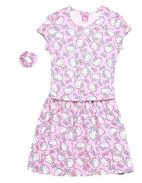 Vestido Hello Kitty Manga Regular Para Niña