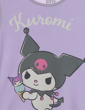Playera Hello Kitty Kuromi manga corta para niña