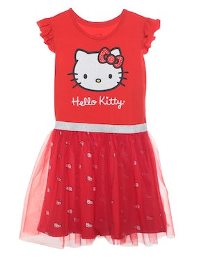 Vestido Hello Kitty Manga Cap Para Niña