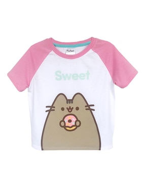 Playera Pusheen Manga Corta Para Niña