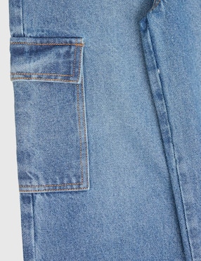 Jeans cargo amplio Piquenique deslavado para niña