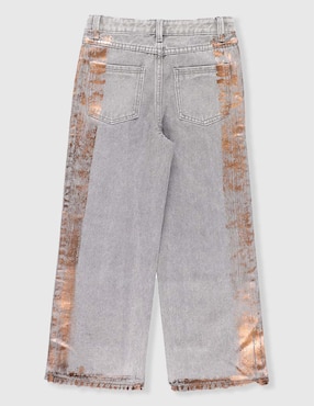 Jeans straight Piquenique lavado obscuro para niña