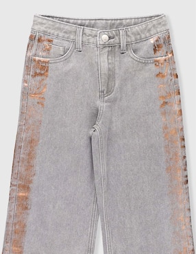 Jeans straight Piquenique lavado obscuro para niña