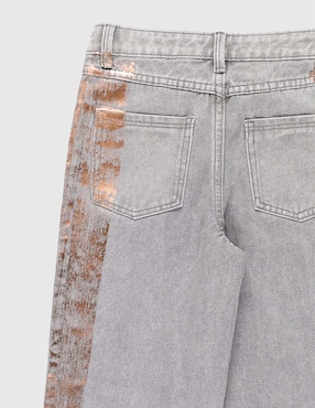 Jeans straight Piquenique lavado obscuro para niña
