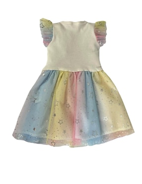 Vestido Disney Stitch y Ángel manga volantes para niña