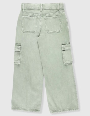 Jeans cargo amplio The Children's Place lavado claro para niña
