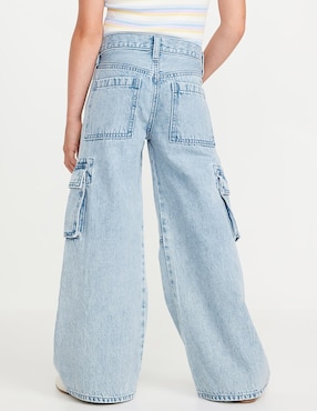 Jeans baggy lavado claro para niña