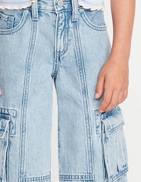 Jeans baggy lavado claro para niña