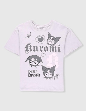 Playera Hello Kitty Kuromi manga corta para niña