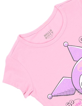 Playera Hello Kitty Kuromi manga corta para niña