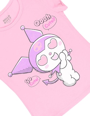 Playera Hello Kitty Kuromi manga corta para niña