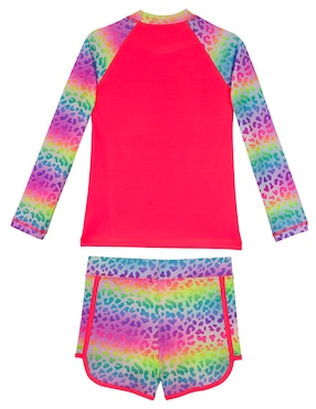 Conjunto wetshirt Sunskin estampado animal print para niña