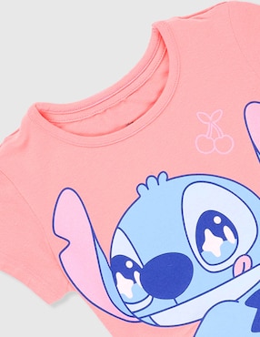 Playera Disney Stitch manga corta para niña