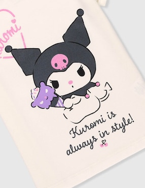 Playera Hello Kitty Kuromi manga corta para niña