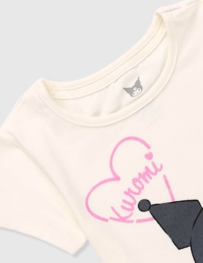 Playera Hello Kitty Kuromi manga corta para niña