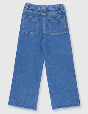 Jeans straight Piquenique lavado obscuro para niña