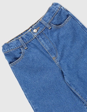 Jeans straight Piquenique lavado obscuro para niña