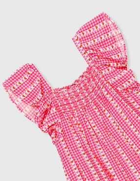 Vestido Piquenique manga mariposa para niña