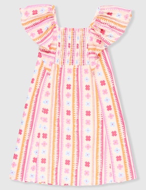 Vestido Piquenique manga volantes para niña