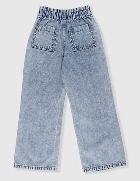 Jeans amplio Piquenique lavado bitono para niña