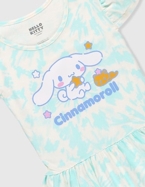 Vestido Hello Kitty Cinnamoroll manga cap para niña