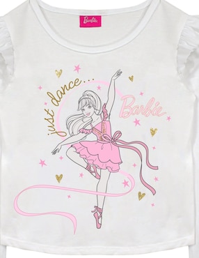 Playera Barbie manga larga para niña