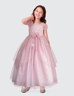 Vestido Gerat Fiesta manga con pliegues para niña