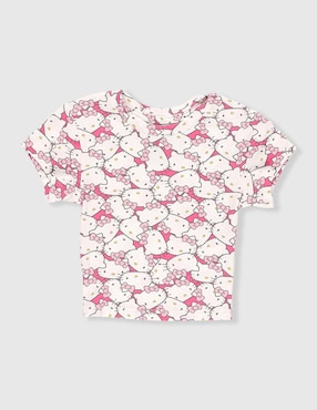 Playera Hello Kitty manga corta para niña