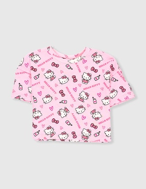 Playera Hello Kitty manga corta para niña