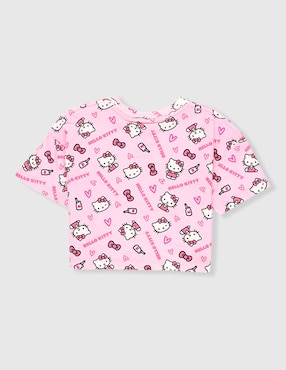 Playera Hello Kitty manga corta para niña