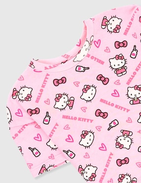 Playera Hello Kitty manga corta para niña
