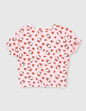 Playera Hello Kitty manga corta para niña