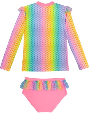 Conjunto wetshirt Sunskin estampado bloques de color para niña